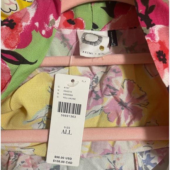 Anthropologie Aurelia Akemi + Kin Yellow Floral Kimono NWT One Size - Picture 6 of 8